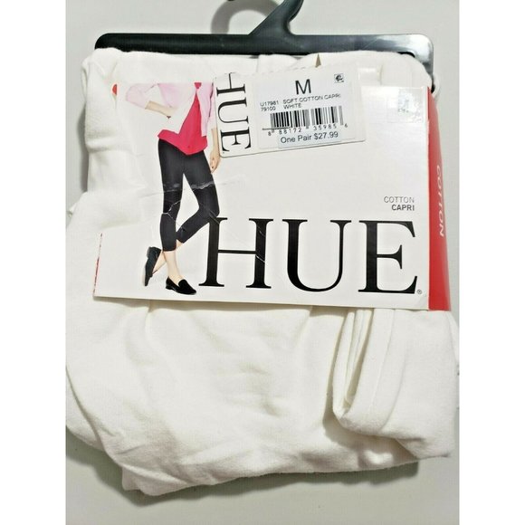 HUE White Cotton Capri EDV Leggings Size Medium (8-10) U1798179100 - Picture 3 of 4
